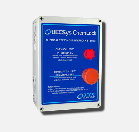 Blue and white BECSys Chem Lock System Control Panel